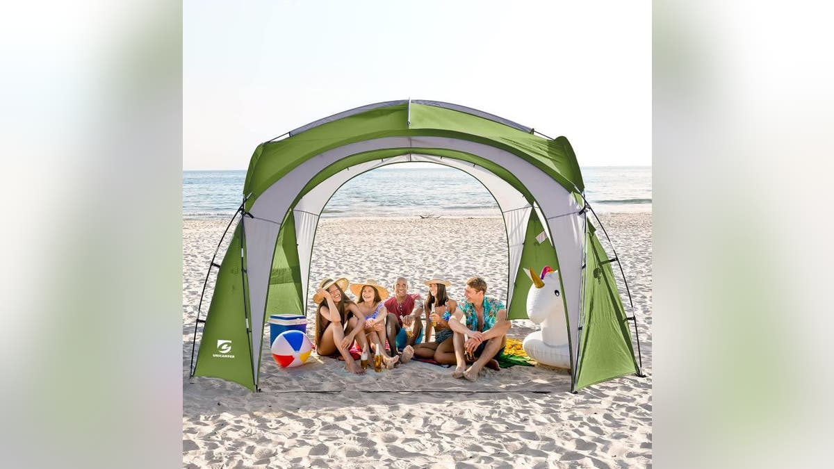 Protect yourself from the sun on hot beach days.