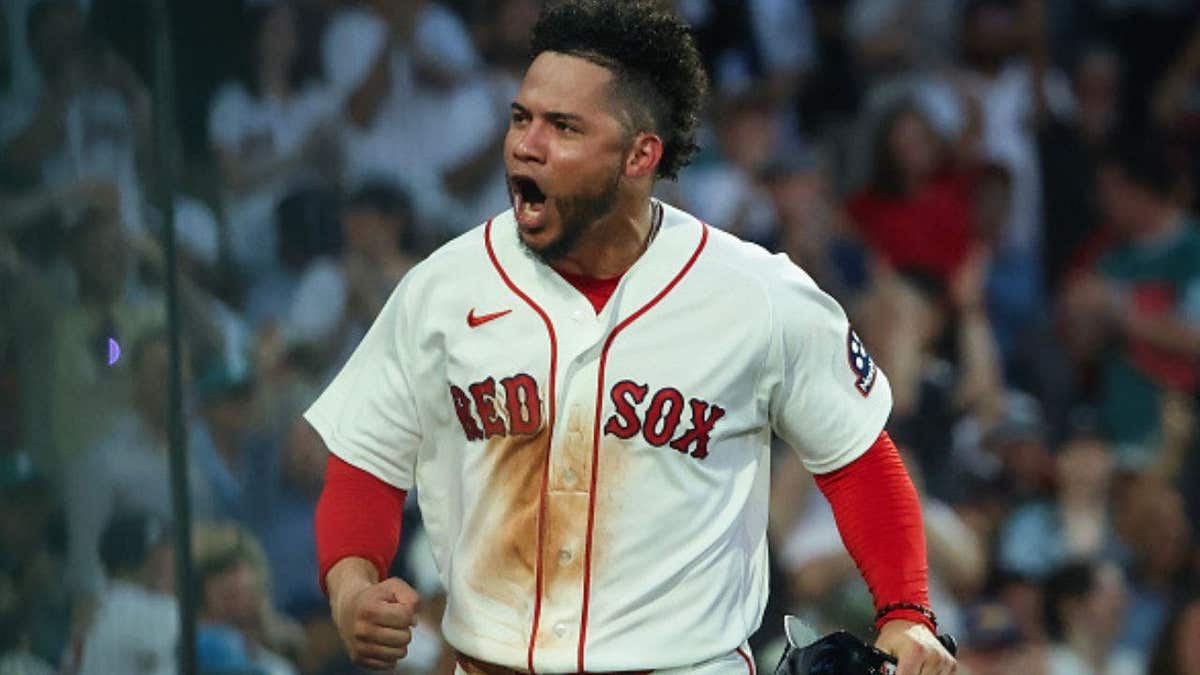 (JUNE 28) High heat and short fuses: Willson Contreras brings the passion—and fireworks—to Fenway. (Photo by Matthew J. Lee/The Boston Globe via Getty Images)