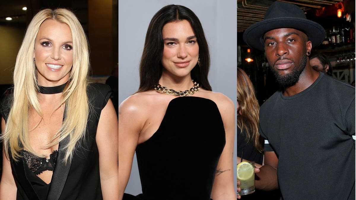 Britney Spears, Dua Lipa y Talay Riley en una foto a tres bandas