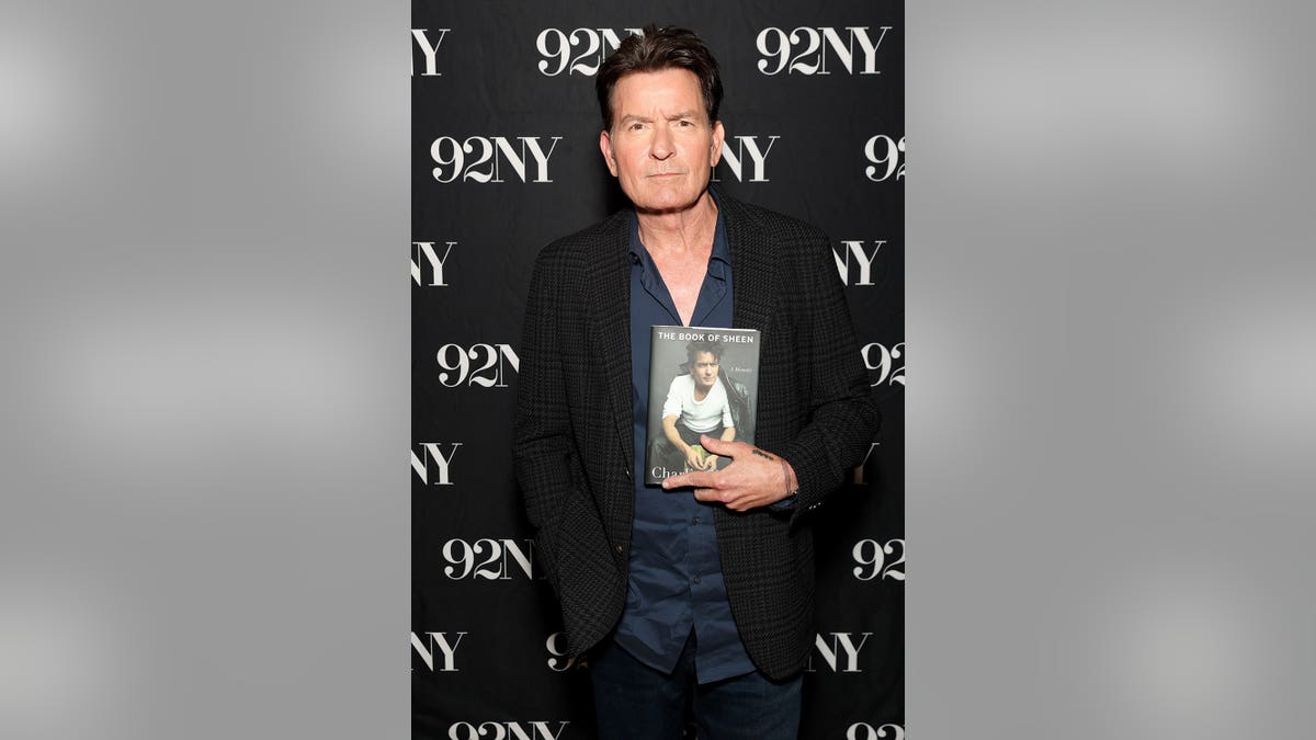 Charlie Sheen and David Duchovny seated during a conversation at 92NY in New York City
