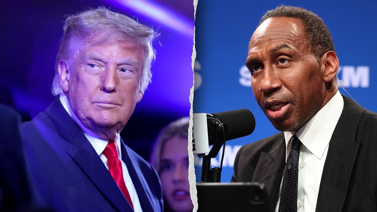 Split image of President Donald Trump on the left and ESPN commentator Stephen A. Smith on the right.