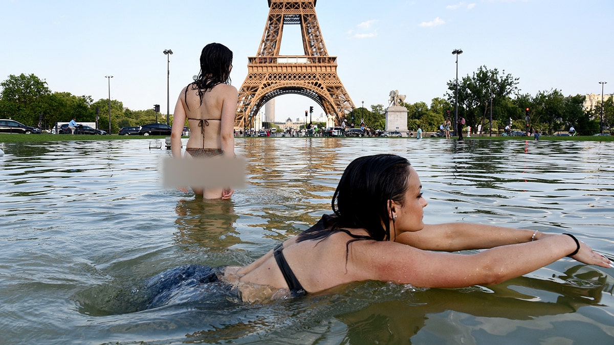 As temperatures climbed to grounds   highs, locals and tourists person  been wading successful  forbidden fountains.