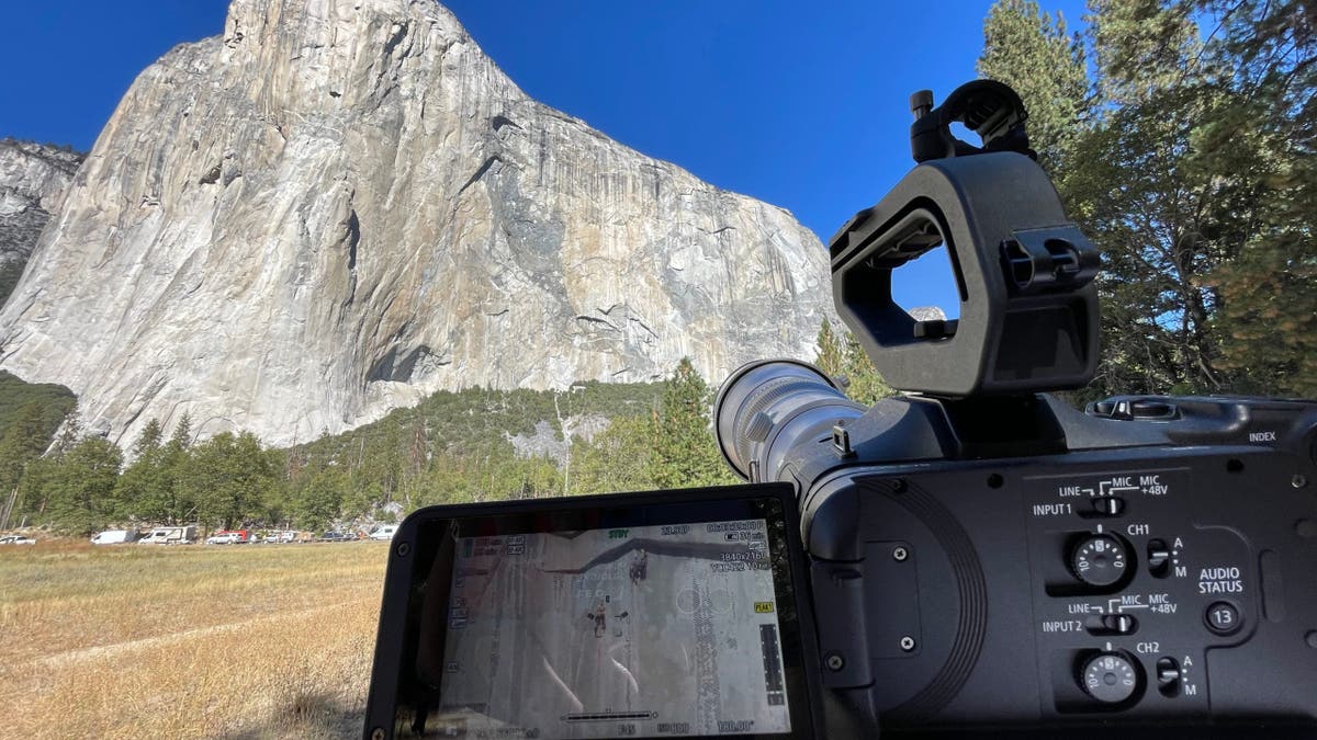 a camera records El Capitan monolith in Yosemite National Park