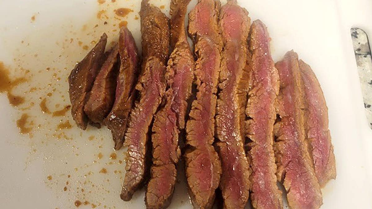 Screencaps reader Jeff B. shows off the flat steak he grilled up for Father's Day