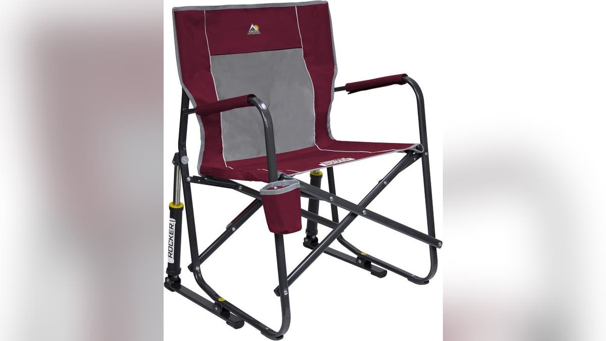 This extra-wide chair rocks and folds.
