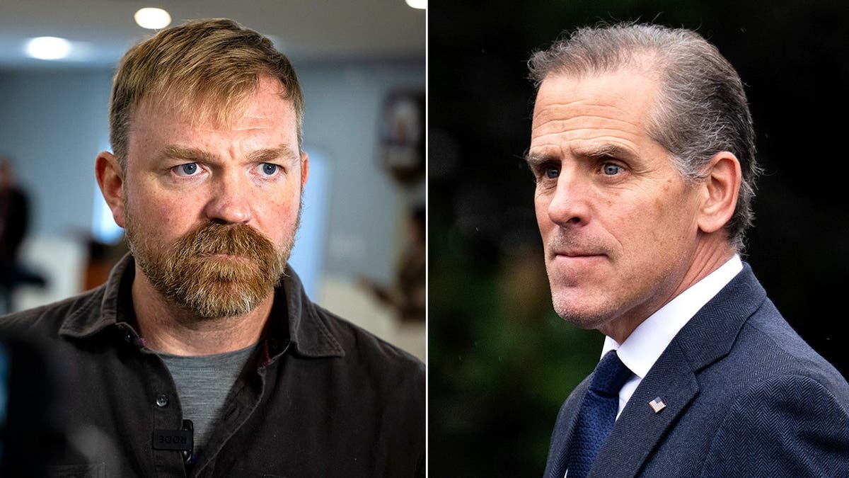 Split image shows Graham Platner and Hunter Biden.