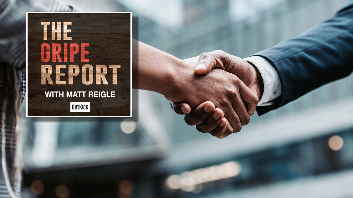 Gripe report logo and shaking hands