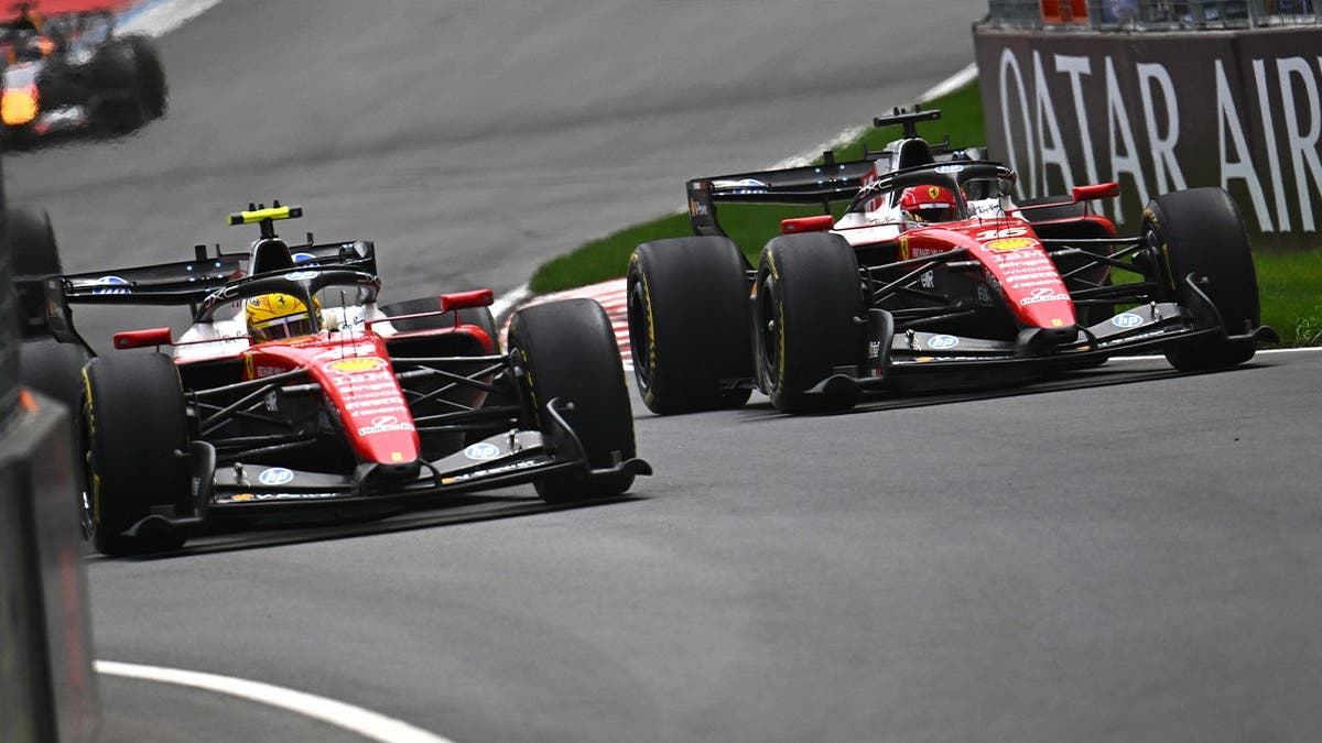 Lewis Hamilton and Charles Leclerc of Ferrari