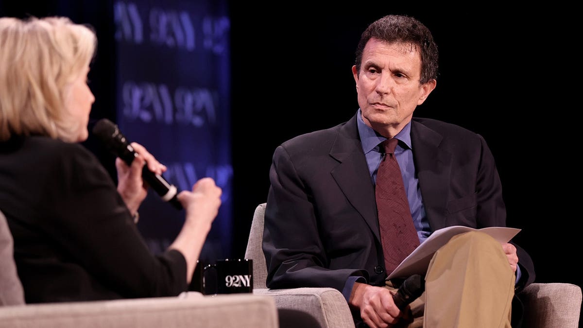 Hillary Rodham Clinton and David Remnick seated during a conversation at 92NY in New York City