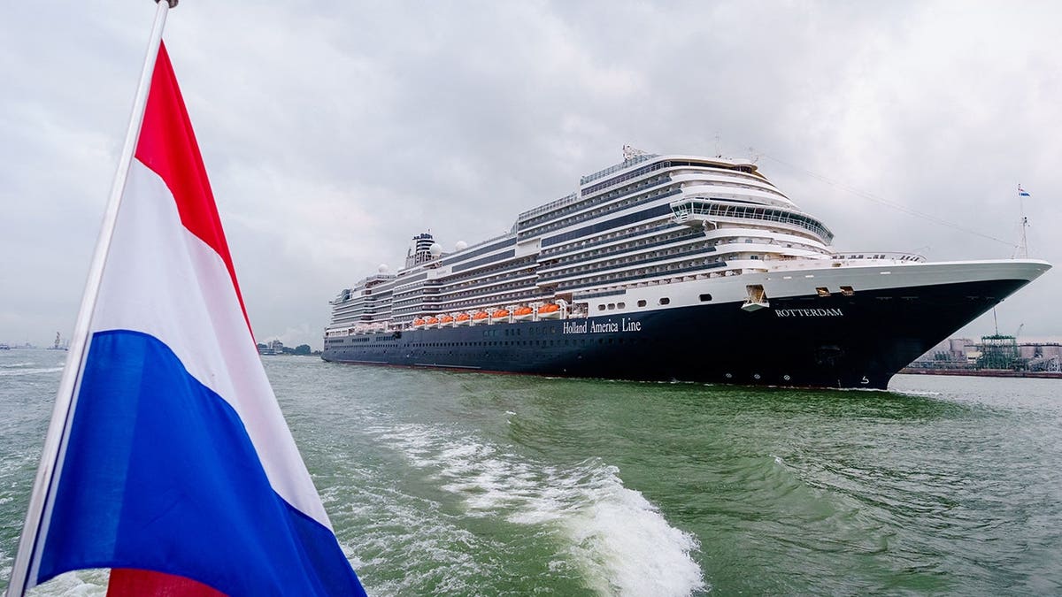 The cruise ship Rotterdam arriving at the port of Rotterdam