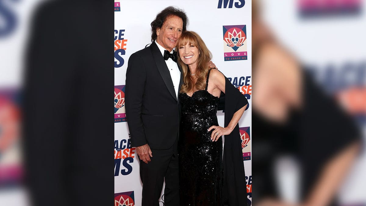 Jane Seymour, John Zambetti smiles on the red carpet