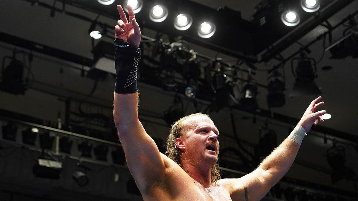 Joe Doering reacts during a pro-wrestling arena astatine Korakuen Hall successful Tokyo
