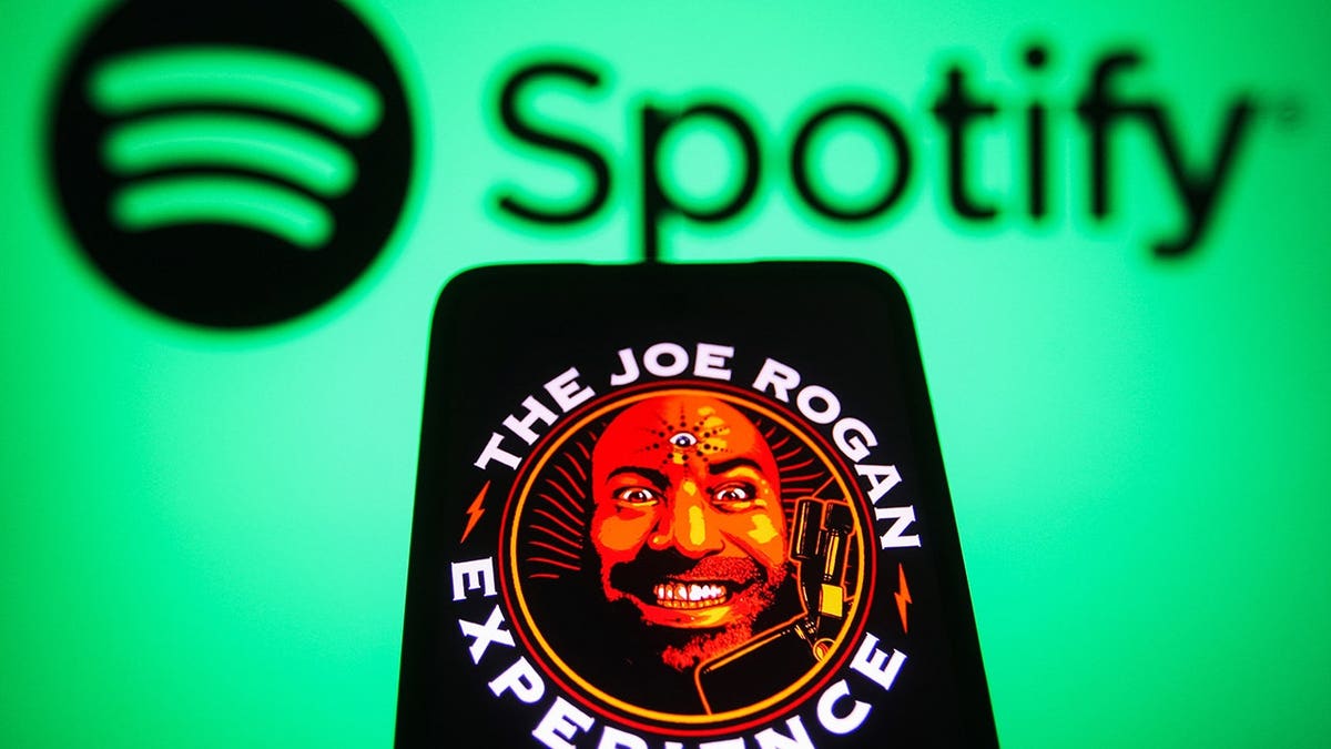 Joe Rogan speaking during a podcast recording session.