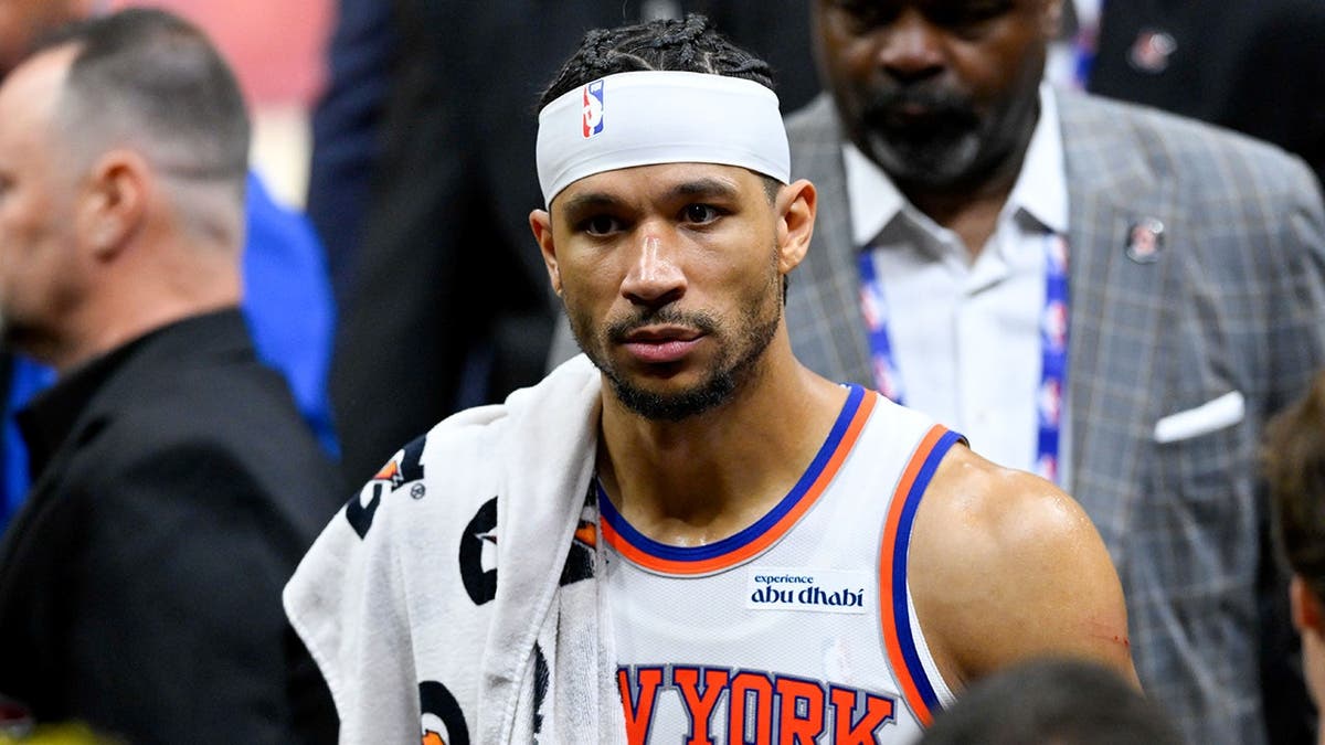 New York Knicks guardant  Josh Hart looking connected  during NBA playoff crippled  astatine  Rocket Arena.