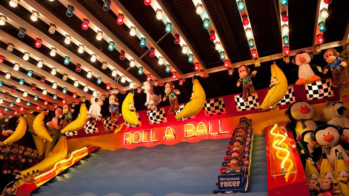 Roll A Ball game booth at Kennywood amusement park in Pittsburgh Pennsylvania