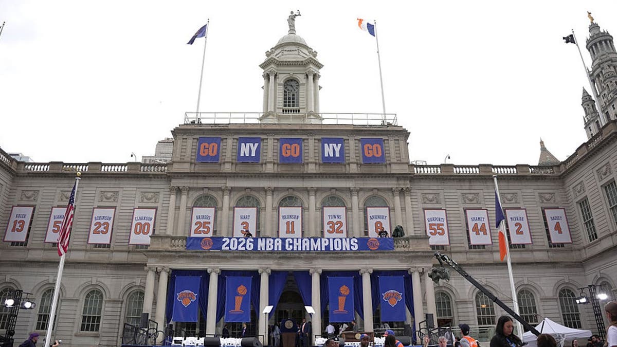 A general view of New York City Hall before the New York Knicks Championship ticker tape parade