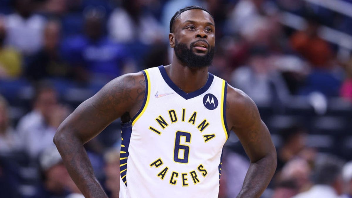 Lance Stephenson of the Indiana Pacers looking on during a basketball game at Amway Center in Orlando, Florida.