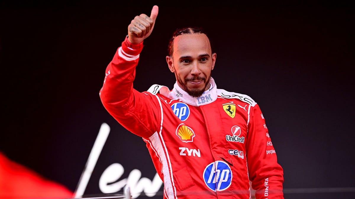 Lewis Hamilton celebrating second place at Monaco Grand Prix on Circuit de Monaco track