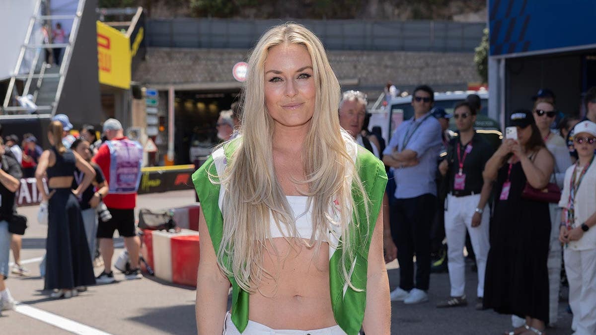 Lindsey Vonn standing at Circuit de Monaco during the F1 Grand Prix in Monte-Carlo