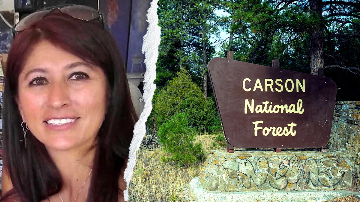 En la foto, Melissa aparece junto a un cartel en el que se lee: «Bosque Nacional Carson».