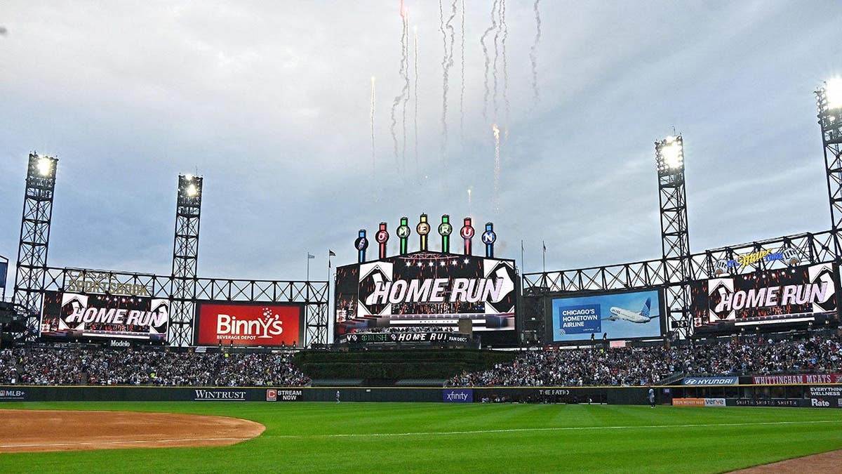 Chicago White Sox third baseman Miguel Vargas hitting a home run at Rate Field