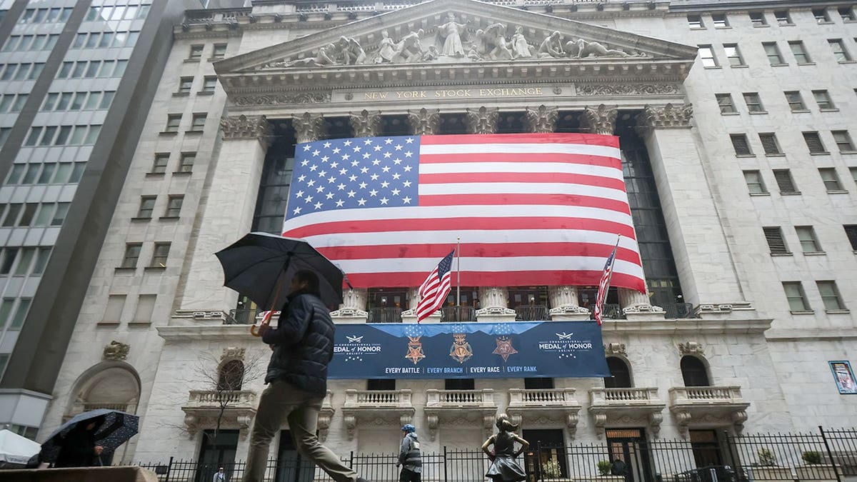 American flag on New York Stock Exchange
