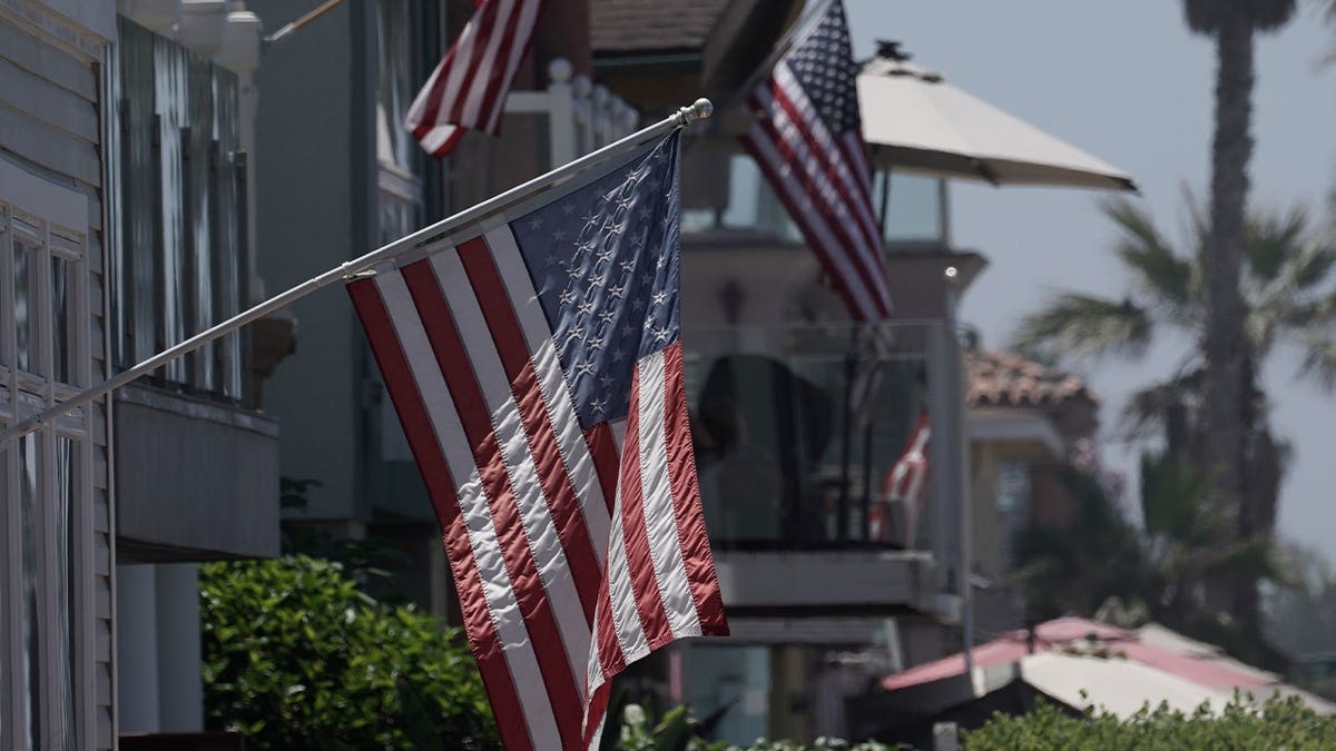 american flags outside homes