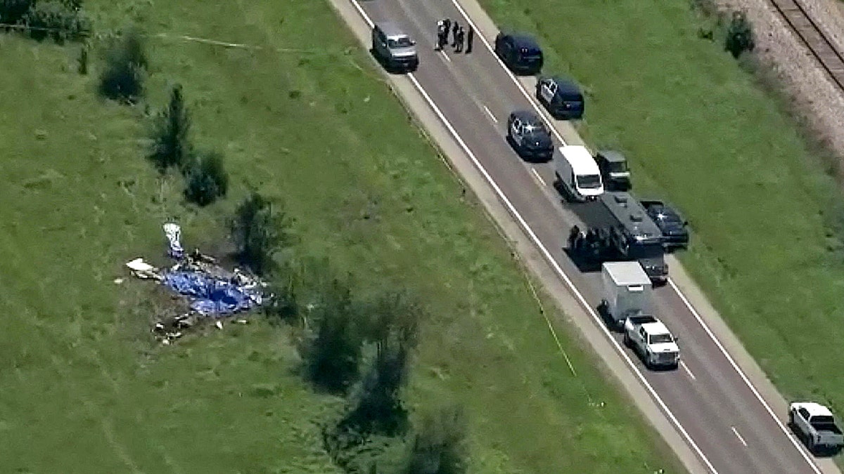 Aerial presumption of a level clang tract successful Missouri with exigency responders present