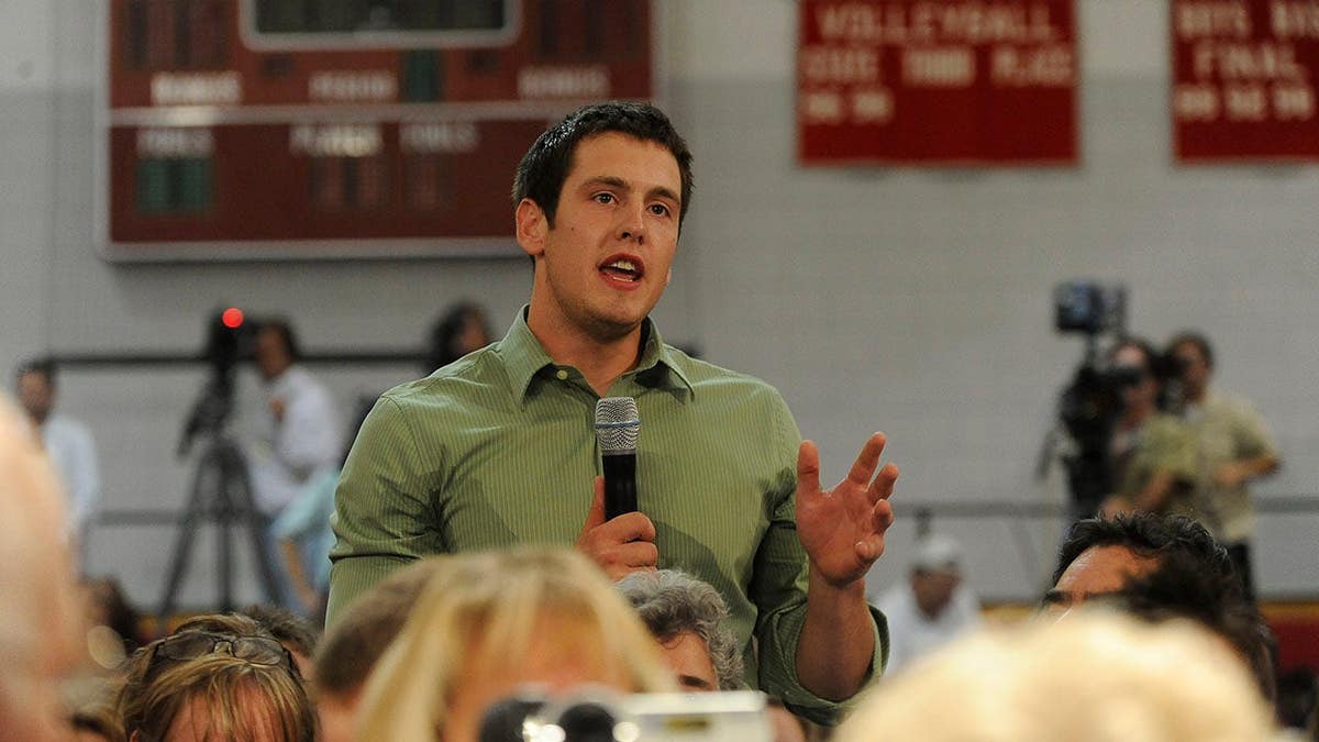 President Barack Obama speaking during a town hall meeting with Zach Lahn at Central High School