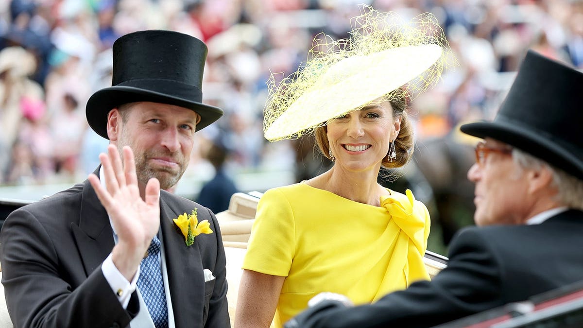 Prince William and Princess Catherine laughing at Ascot Racecourse in England