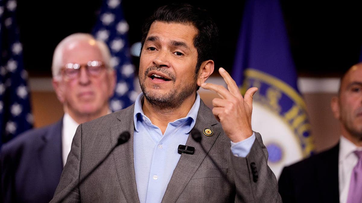 Rep. Jimmy Gomez speaking at a news conference on Capitol Hill