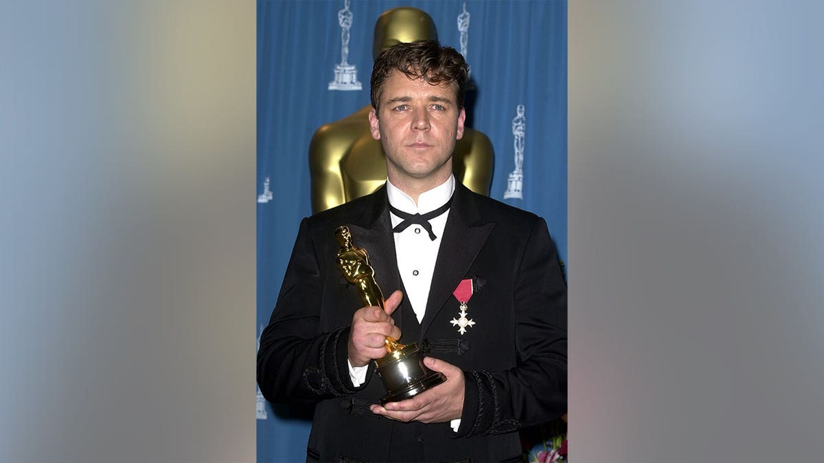 Russell Crowe at the Oscars in Los Angeles in 2001.