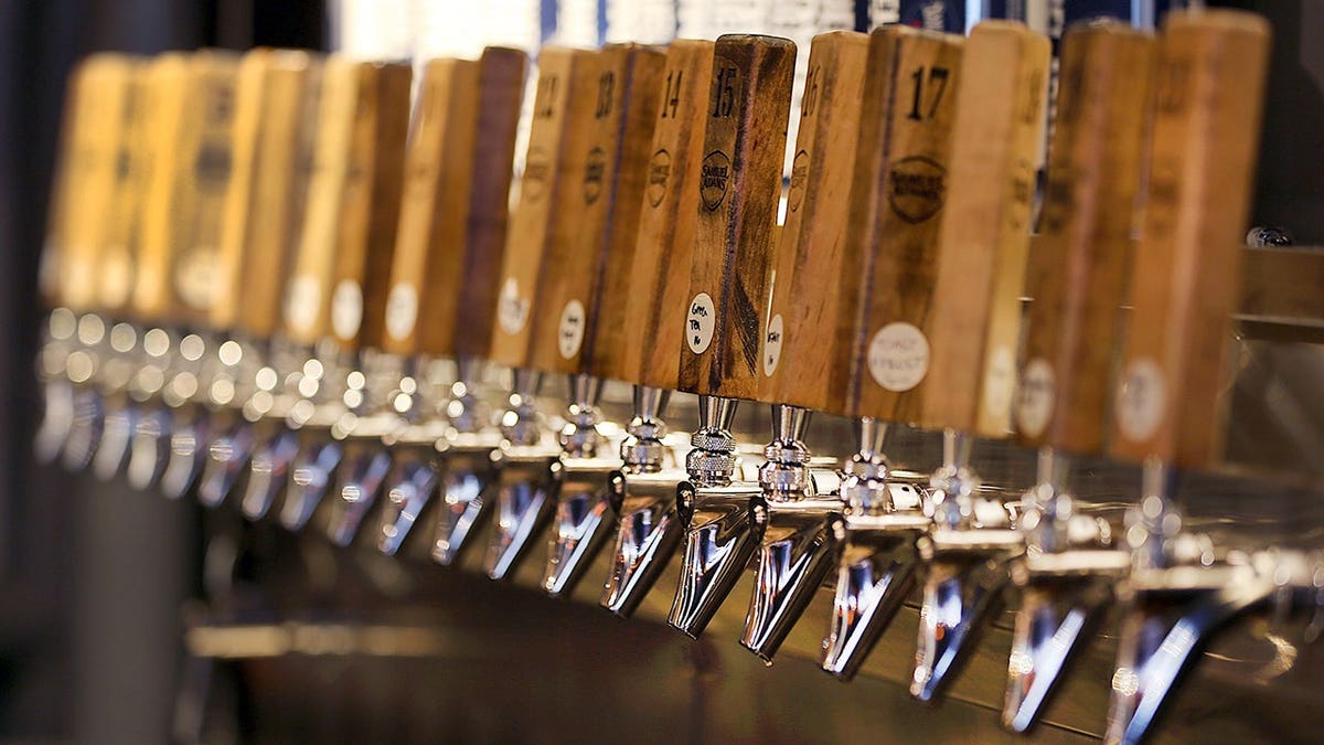 Taps at the new Sam Adams Taproom next to Faneuil Hall in Boston.