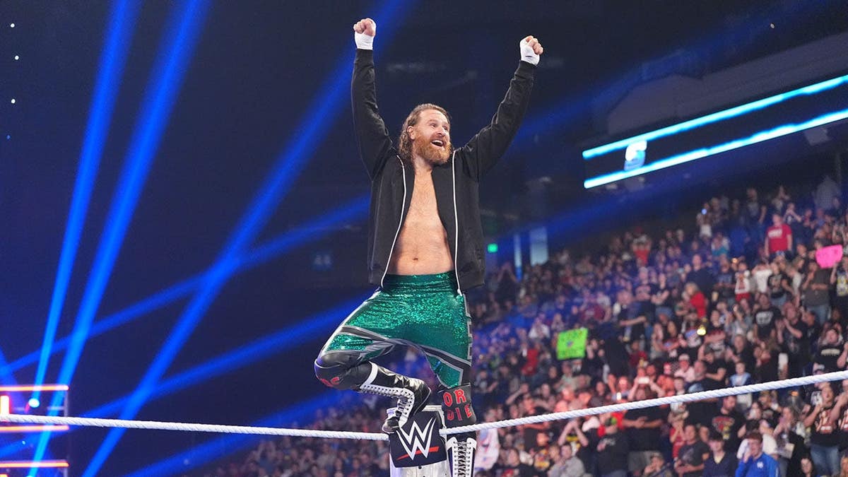 Sami Zayn making his entrance during SmackDown at Rupp Arena in Lexington, Kentucky.