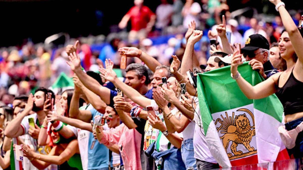 Iranian supporters celebrate their team's hard-fought scoreless draw against Belgium during FIFA World Cup 2026 action in Inglewood, California. (Photo by Keith Birmingham/MediaNews Group/Pasadena Star-News via Getty Images)