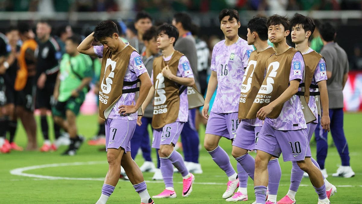 South Korea's Son Heung-min looking dejected after a match in Guadalajara, Mexico.