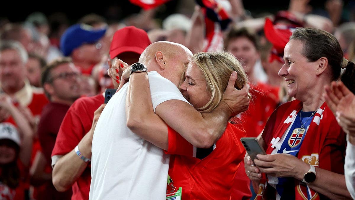 Stale Solbakken celebrating after Norway's win at New York New Jersey Stadium