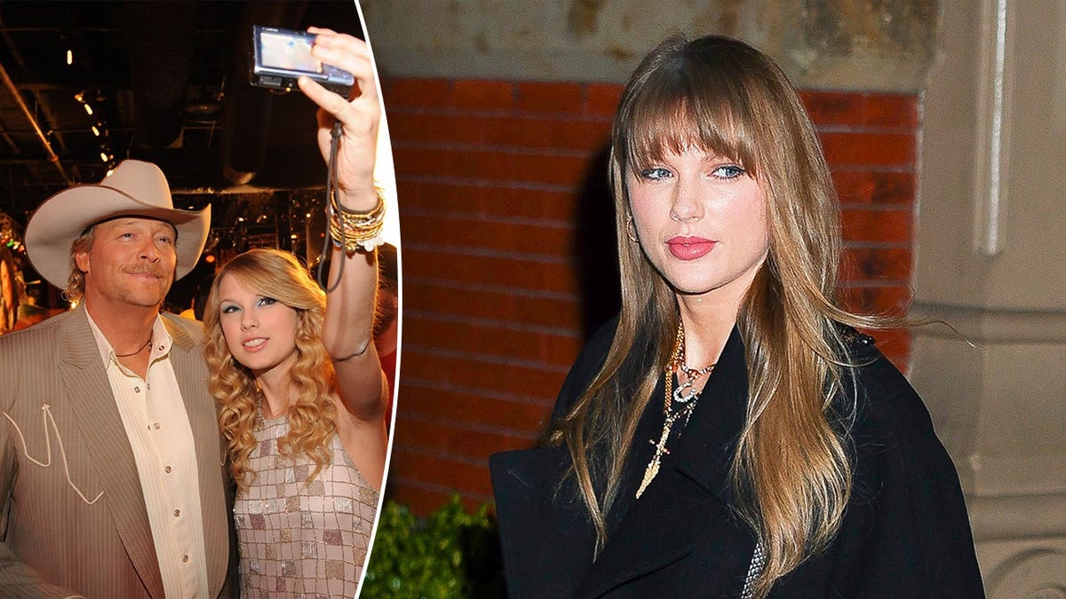 Side-by-side photos of Alan Jackson with Taylor Swift