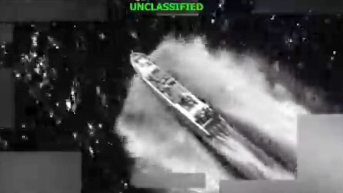 A vessel identified by U.S. Southern Command as operating along known narcotics-trafficking routes in the Eastern Pacific on June 18, 2026.