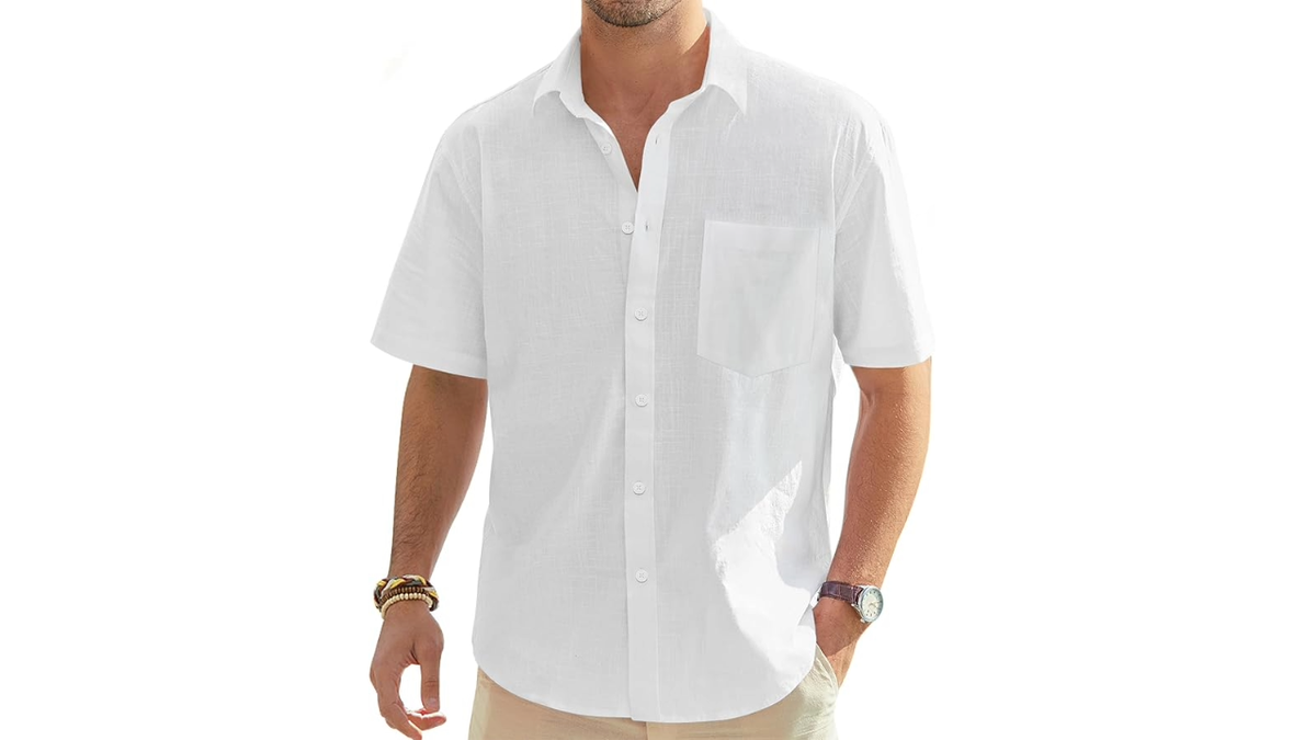 Grab a linen-blend shirt for warm-weather travel.