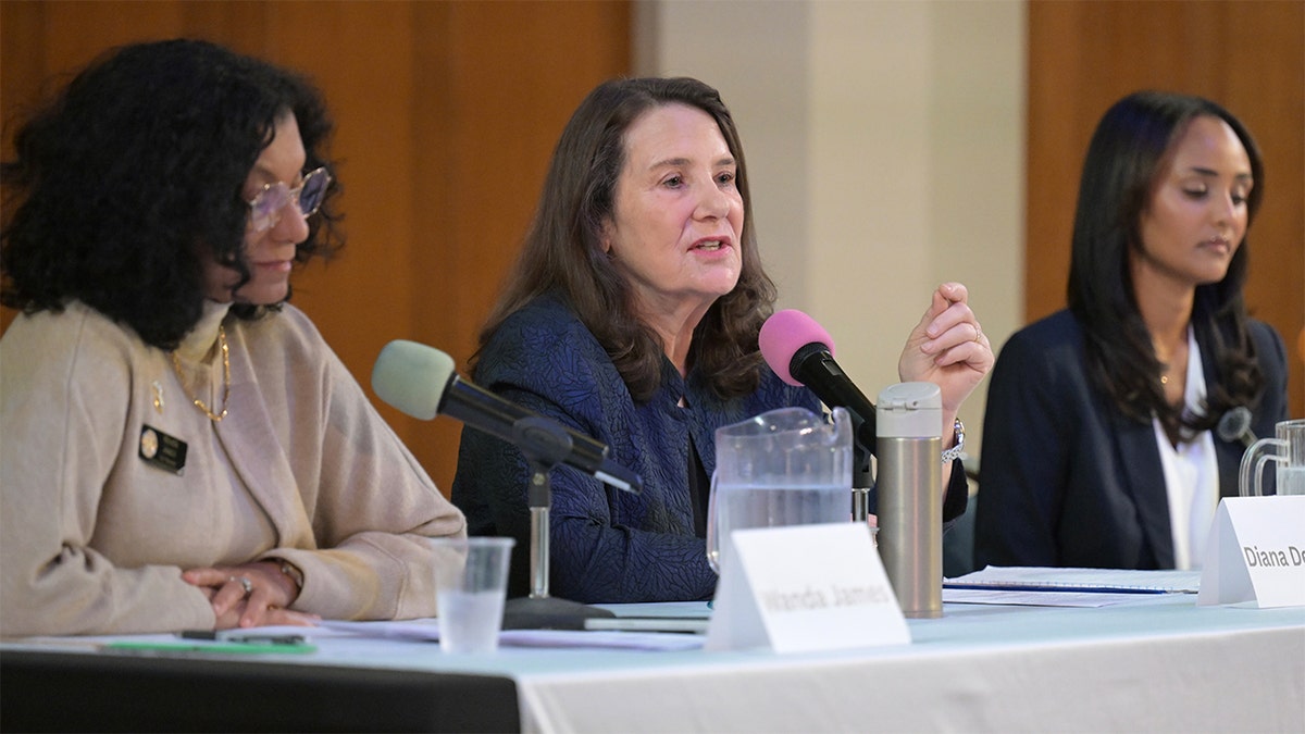 Wanda James, Diana DeGette e Melat Kiros debatem
