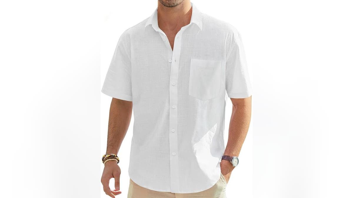 This linen shirt looks polished.