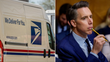 Split of a USPS truck and Sen. Josh Hawley