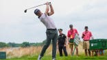 Justin Thomas tees off on the third hole at TPC River Highlands in Cromwell, Connecticut.