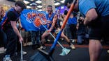 Knicks fans celebrating winning the eastern conference championship in New York City