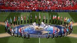 Michael Buble performing on stage at Toronto Stadium during the Parade of Nations.
