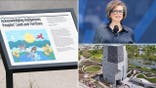 Composite image showing Obama Foundation CEO Valerie Jarrett speaking during the Obama Presidential Center opening ceremony, the Center's museum tower and a permanent Indigenous land acknowledgment display located on the campus in Chicago.