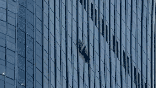 A hole is seen on the side of the CITIC Tower in Beijing