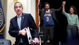 Split of Jamie Raskin and Mamdani holding hands with Darializa Avila Chevalier
