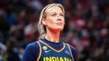 Indiana Fever guard Sophie Cunningham dribbling basketball at Gainbridge Fieldhouse